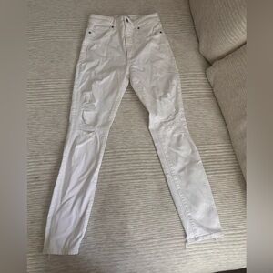 Abercrombie white distressed skinny jeans